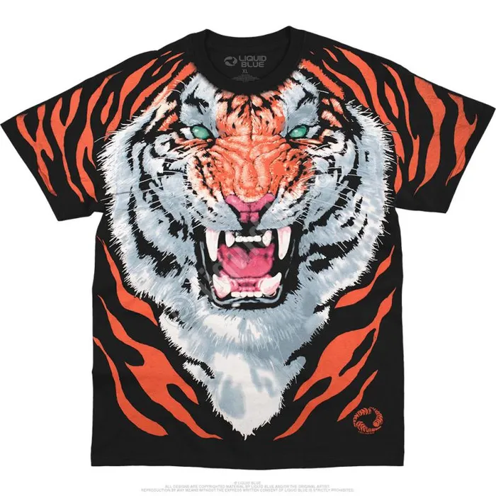 Liquid Blue TShirt Men Tiger Black TShirt