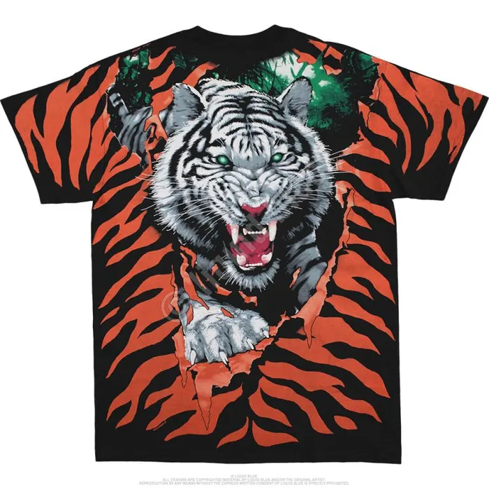 Liquid Blue TShirt Men Tiger Black TShirt