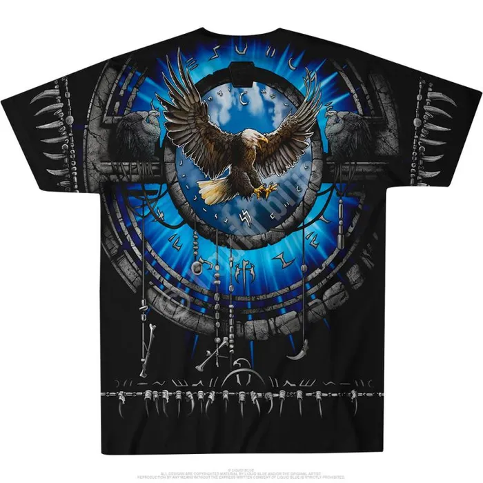 Liquid Blue TShirt Men Tribal Eagle Black TShirt