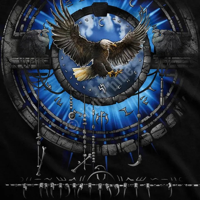 Liquid Blue TShirt Men Tribal Eagle Black TShirt