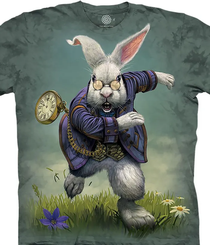 Liquid Blue TShirt Men White Rabbit Classic Cotton TShirt
