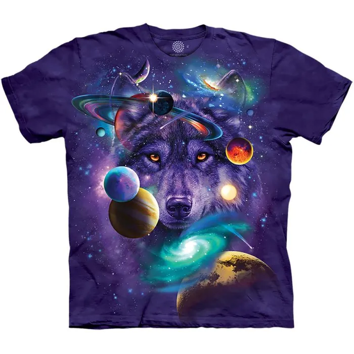 Liquid Blue TShirt Men Wolf Of The Cosmos Classic Cotton TShirt