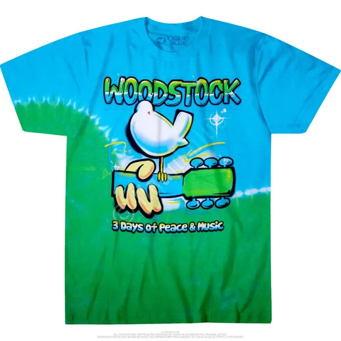 Liquid Blue TShirt Men Woodstock Graffiti TieDye TShirt