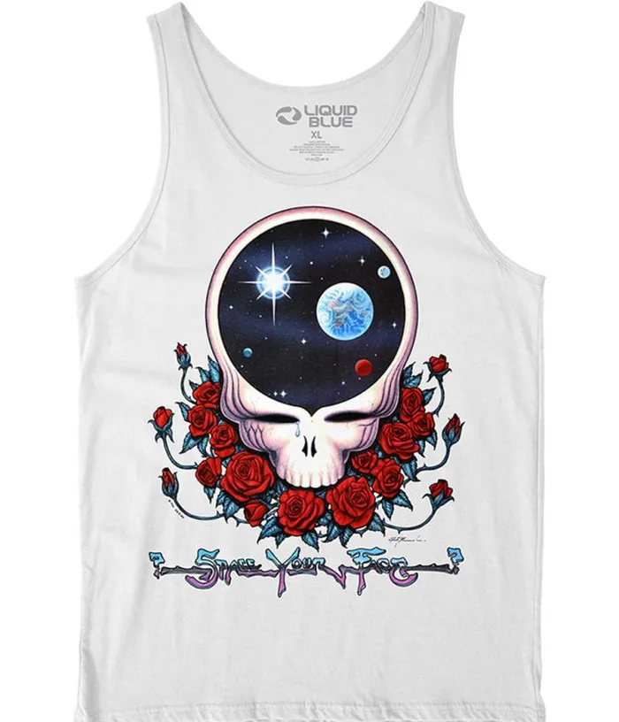 Liquid Blue Tank Top Men Space Your Face White Tank Top TShirt