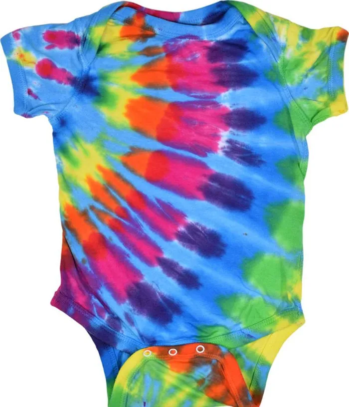 Liquid Blue Unprinted TieDyes Kids Rainbow Blue Streak TieDye Onesie