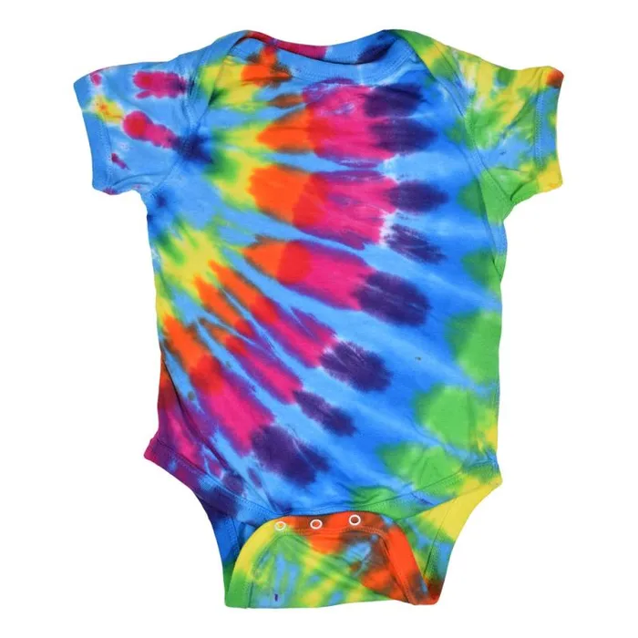 Liquid Blue Unprinted TieDyes Kids Rainbow Blue Streak TieDye Onesie