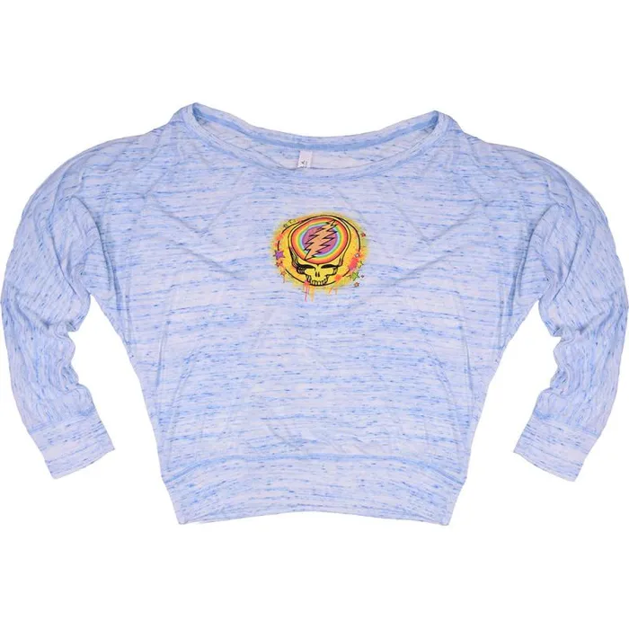 Liquid Blue Womens Long Sleeve Women GD Rainbow Splatter Womens Blue Heather Flowy Long Sleeve TShirt Liquid Blue Womens Long Sleeve Women GD Rainbow Splatter Womens Blue Heather Flowy Long Sleeve TShirt