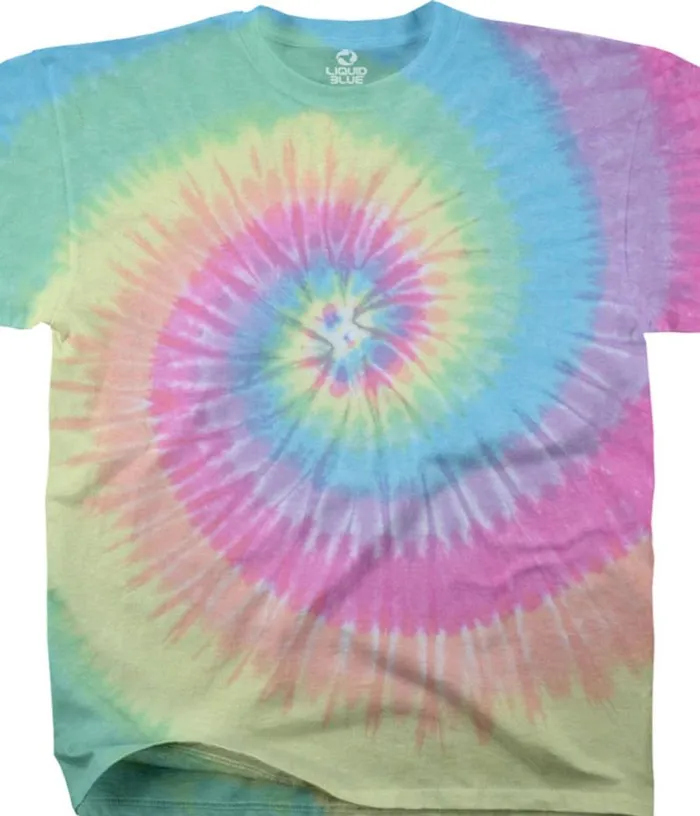 Liquid Blue Youth Kids Pastel Spiral Youth TieDye TShirt