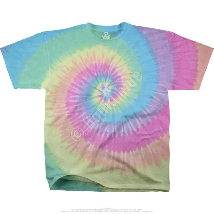 Liquid Blue Youth Kids Pastel Spiral Youth TieDye TShirt