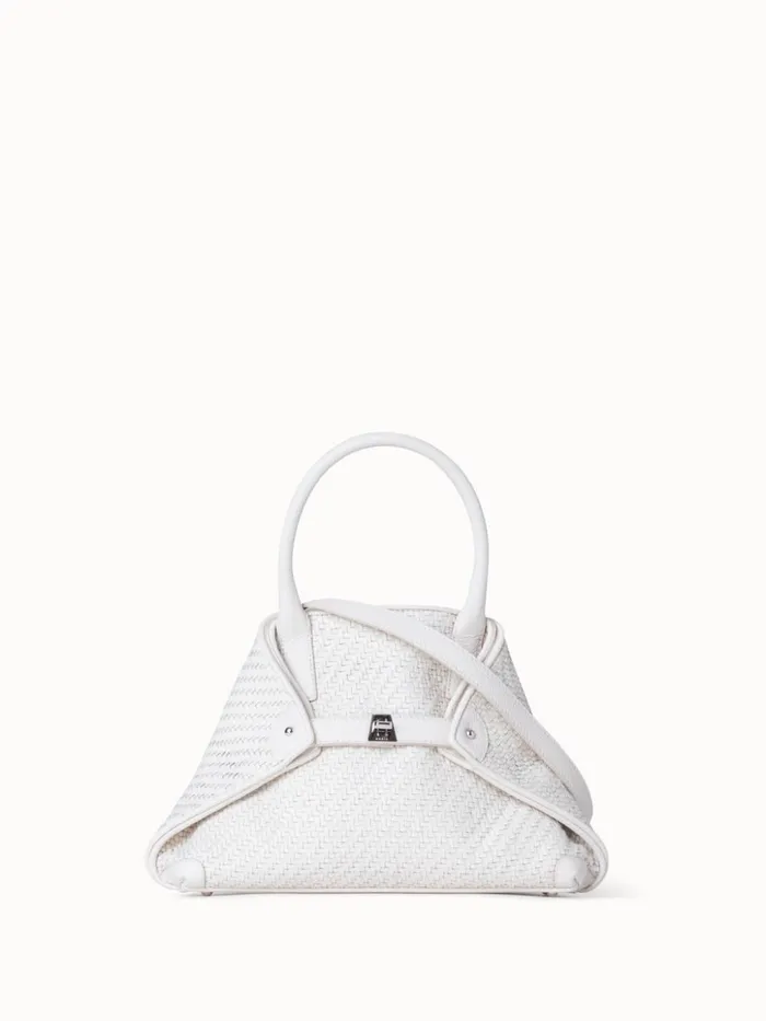 Little Ai Top Handle Bag In Woven Leather Ecru Women Akris Top Handle Bags