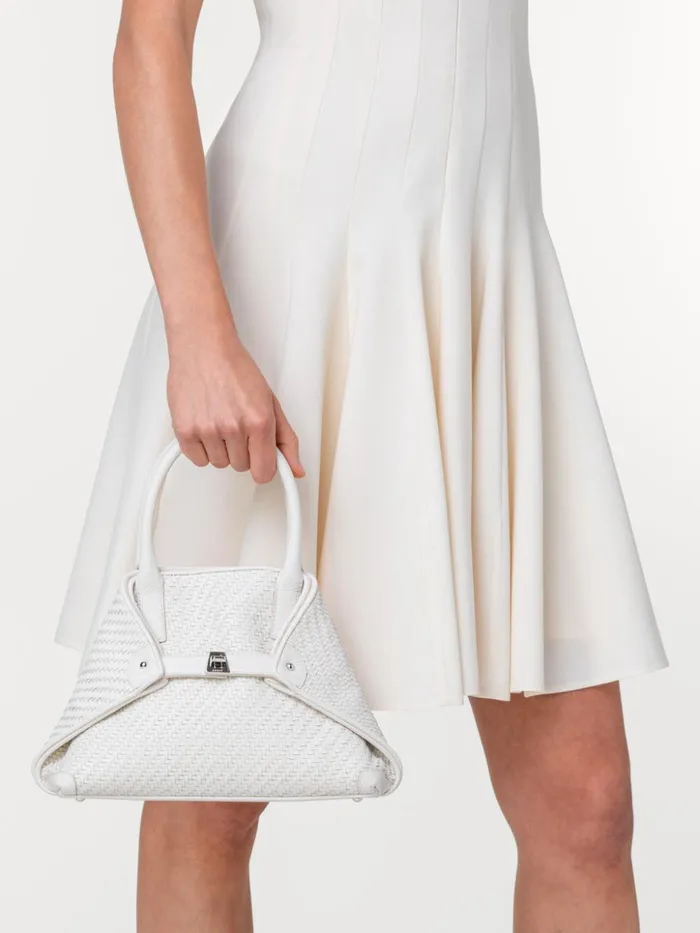 Little Ai Top Handle Bag In Woven Leather Ecru Women Akris Top Handle Bags