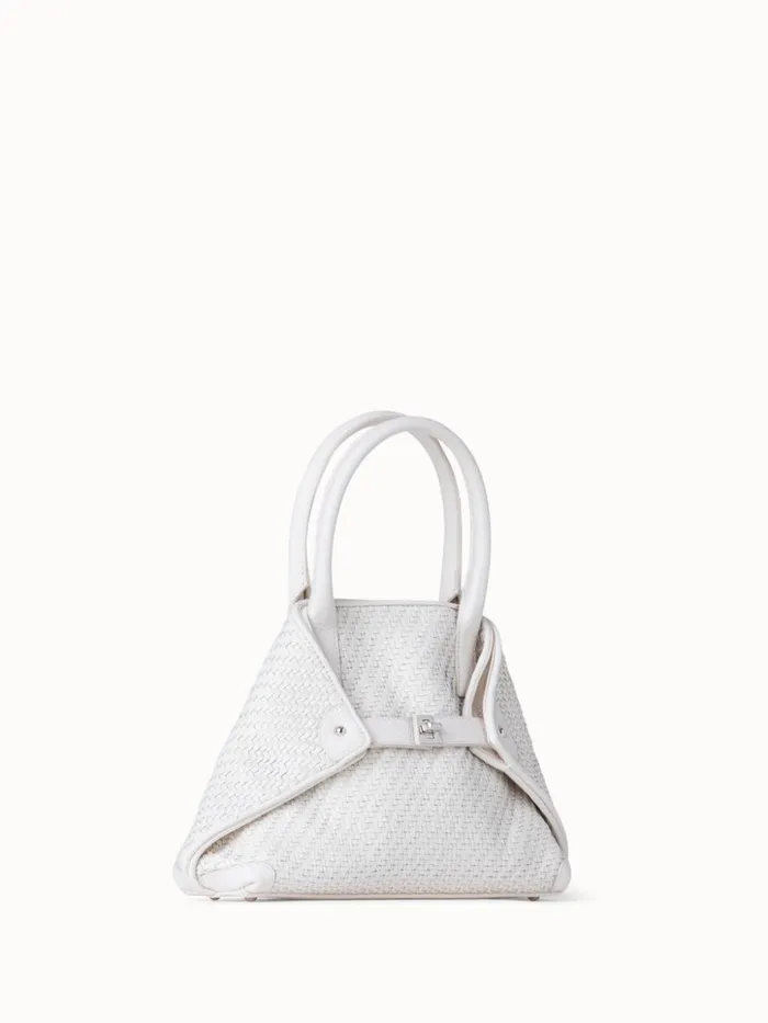 Little Ai Top Handle Bag In Woven Leather Ecru Women Akris Top Handle Bags