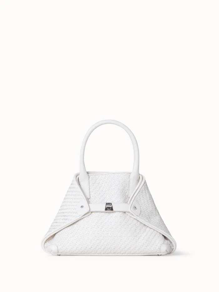 Little Ai Top Handle Bag In Woven Leather Ecru Women Akris Top Handle Bags