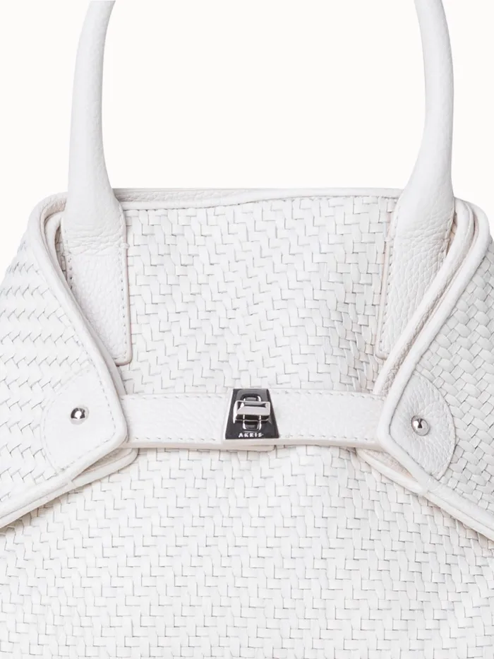 Little Ai Top Handle Bag In Woven Leather Ecru Women Akris Top Handle Bags