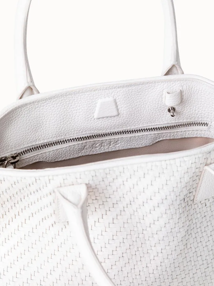 Little Ai Top Handle Bag In Woven Leather Ecru Women Akris Top Handle Bags