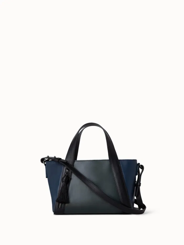 Little Alexa Handbag In Softcalf Colorblock Bottlepacificblack Women Akris Top Handle Bags