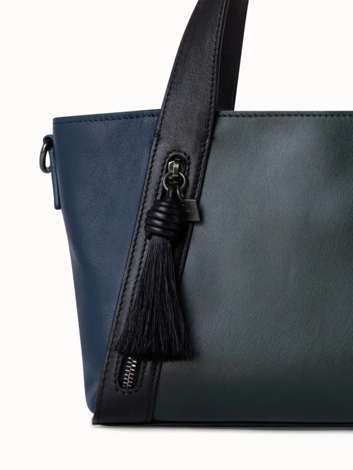 Little Alexa Handbag In Softcalf Colorblock Bottlepacificblack Women Akris Top Handle Bags