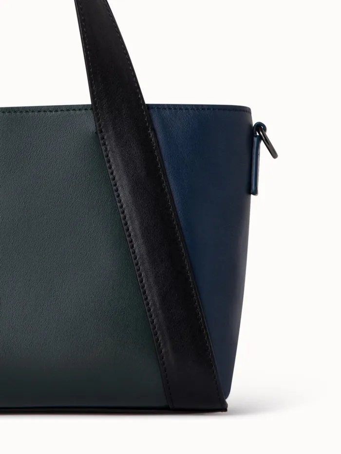 Little Alexa Handbag In Softcalf Colorblock Bottlepacificblack Women Akris Top Handle Bags