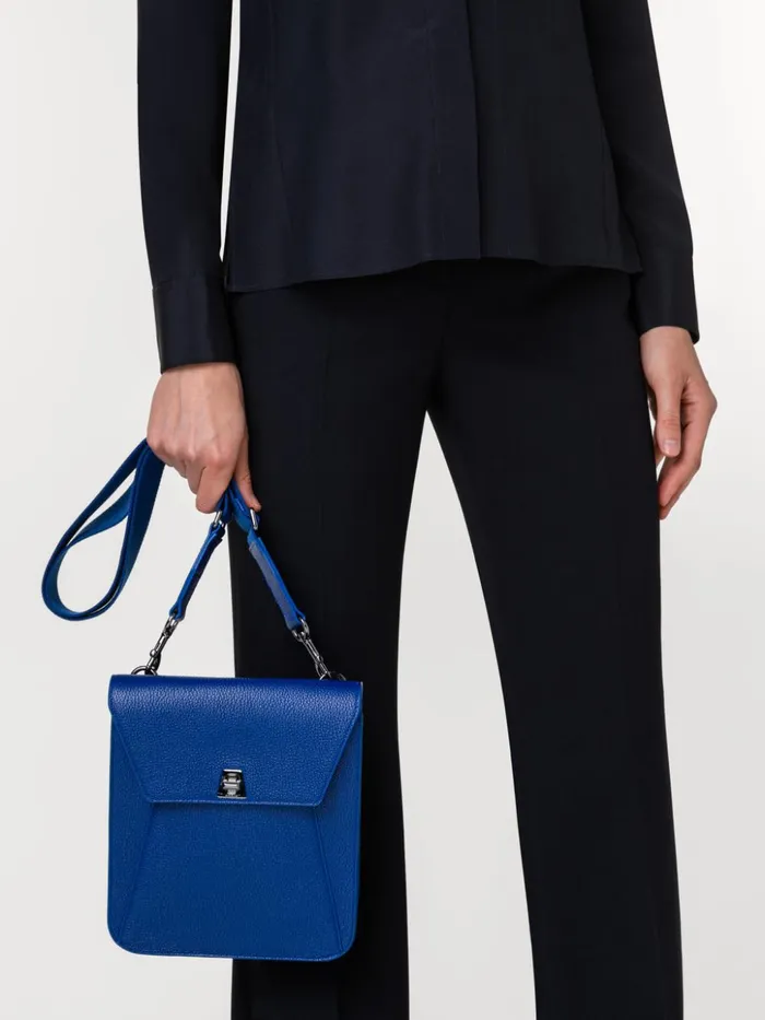 Little Anouk Messenger Bag In Leather Ocean Women Akris Crossbody Bags