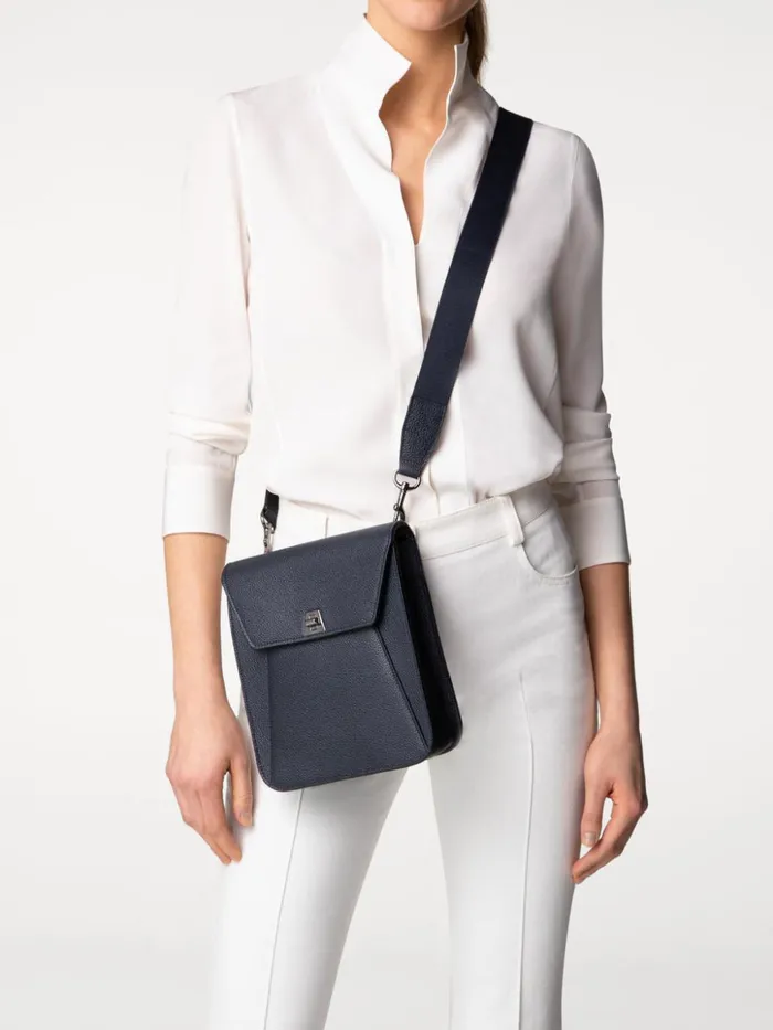 Little Anouk Messenger In Calf Leather Denim Women Akris Messenger Bags