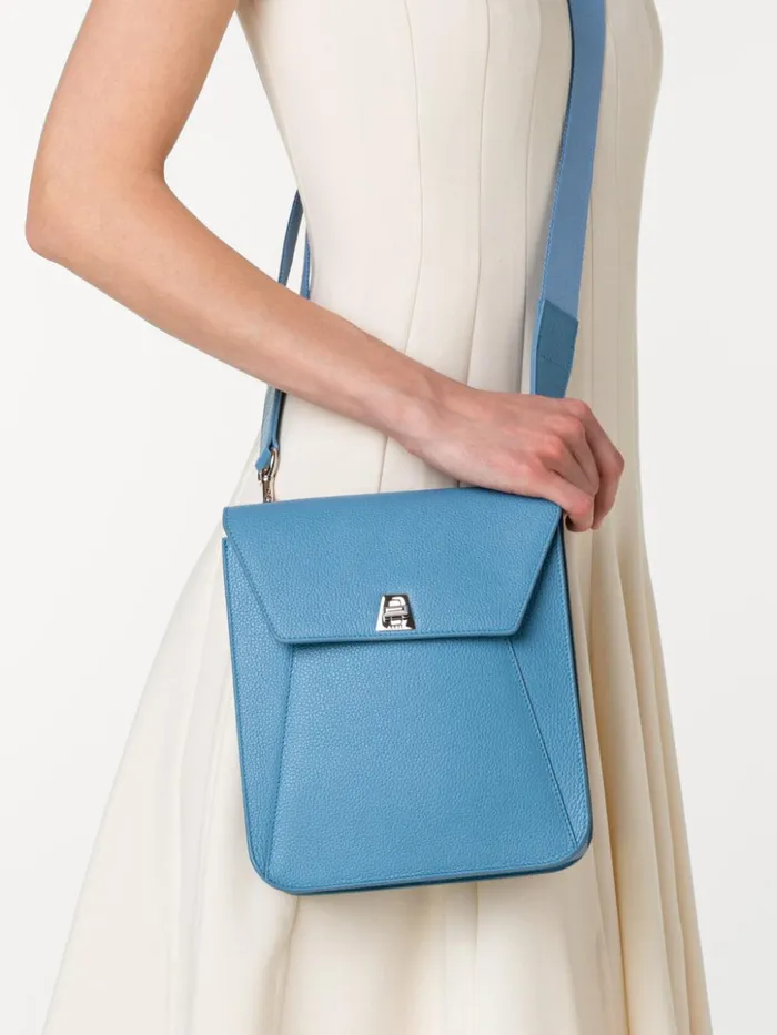 Little Anouk Messenger In Calf Leather Sky Women Akris Crossbody Bags