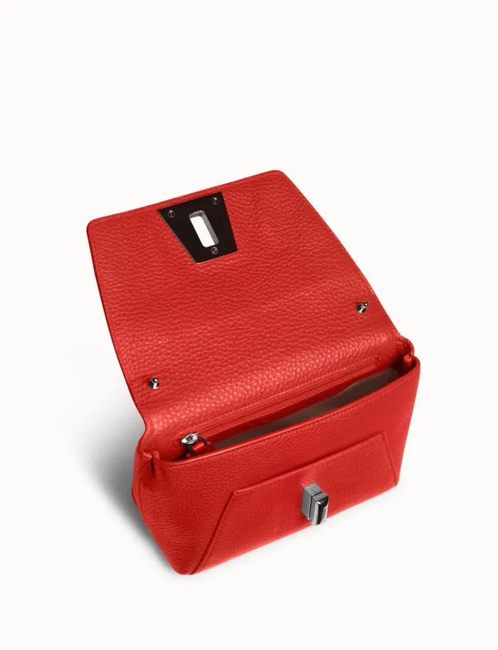 Little Day Bag In Cervocalf Leather With Silver Colored Hardware Scarlet Women Akris Mini Bags