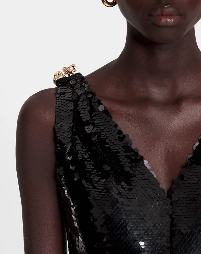 Long Embroidered Sleeveless Dress Black Women Lanvin Dresses