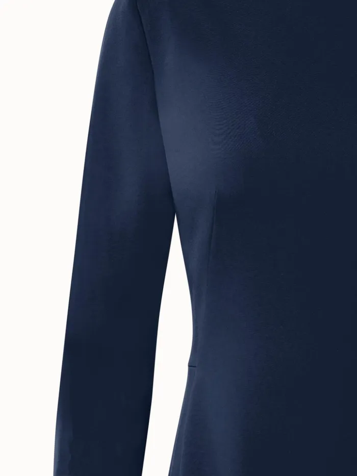 Long Silk Evening Dress With Long Sleeves Navy Women Akris Dresses