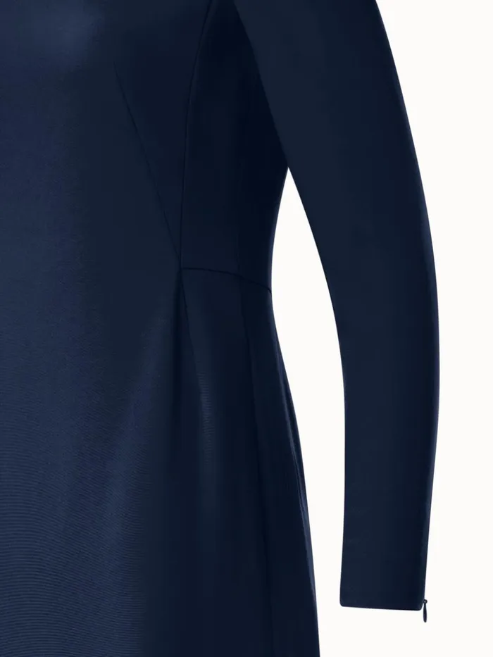Long Silk Evening Dress With Long Sleeves Navy Women Akris Dresses