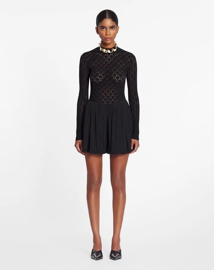 Longsleeved Top In Lace Effect Knit Black Women Lanvin Tops Longsleeved Top In Lace Effect Knit Black Women Lanvin Tops