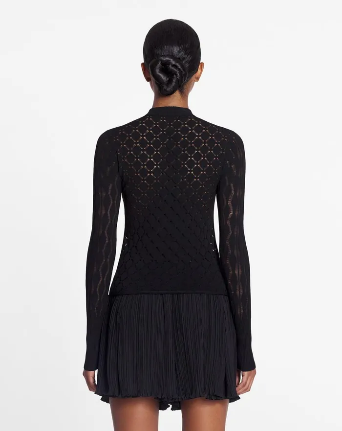 Longsleeved Top In Lace Effect Knit Black Women Lanvin Tops Longsleeved Top In Lace Effect Knit Black Women Lanvin Tops