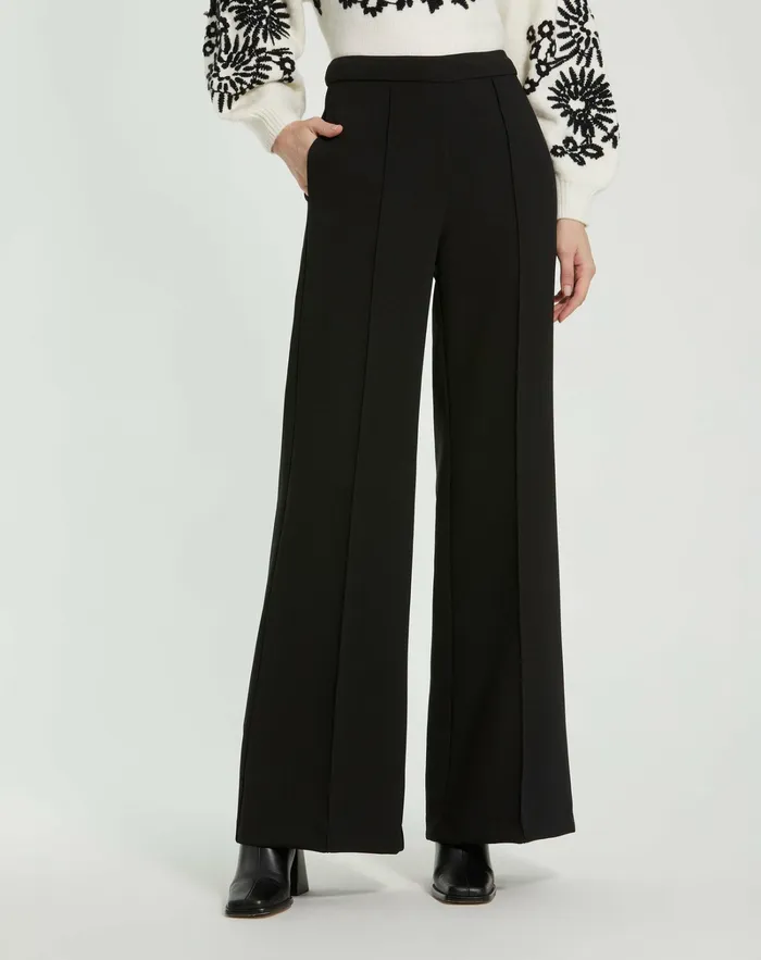 Mac Duggal Pants Women Classic Crepe Wide Leg High Waisted Trouser Pant 8211 FINAL SALE Black