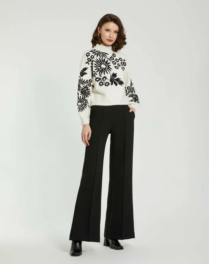 Mac Duggal Pants Women Classic Crepe Wide Leg High Waisted Trouser Pant 8211 FINAL SALE Black
