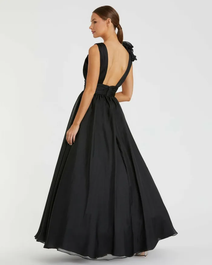 Mac Duggal Ruffle Detailed Evening Dress Black Women Best Sellers