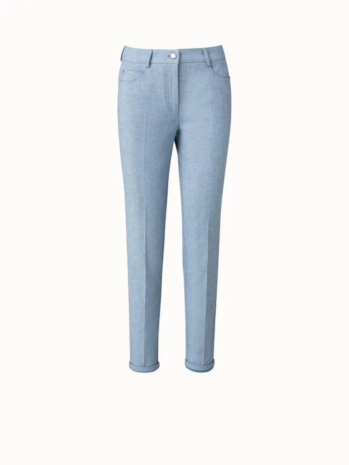 Magda Pant In Cotton Denim Stretch Blue Women Akris Pants