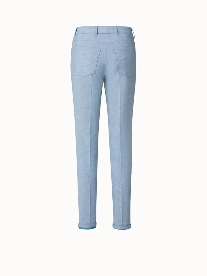 Magda Pant In Cotton Denim Stretch Blue Women Akris Pants