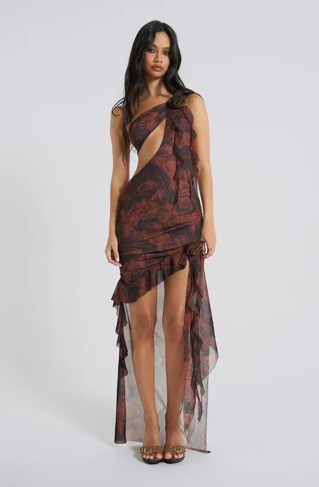 Maxi Dresses Women Jaded London Athena One Shoulder Draped Maxi Dress
