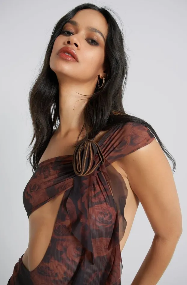 Maxi Dresses Women Jaded London Athena One Shoulder Draped Maxi Dress