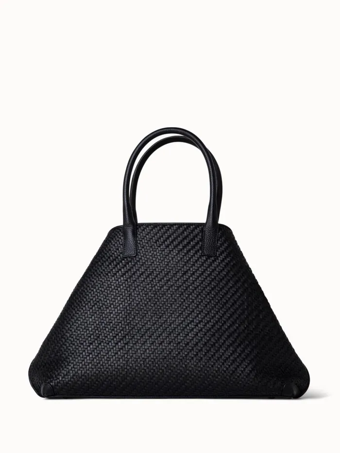 Medium Ai Messenger Bag In Braided Leather Black Women Akris Tote Bags