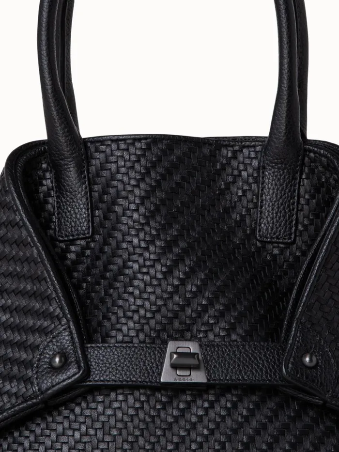 Medium Ai Messenger Bag In Braided Leather Black Women Akris Tote Bags