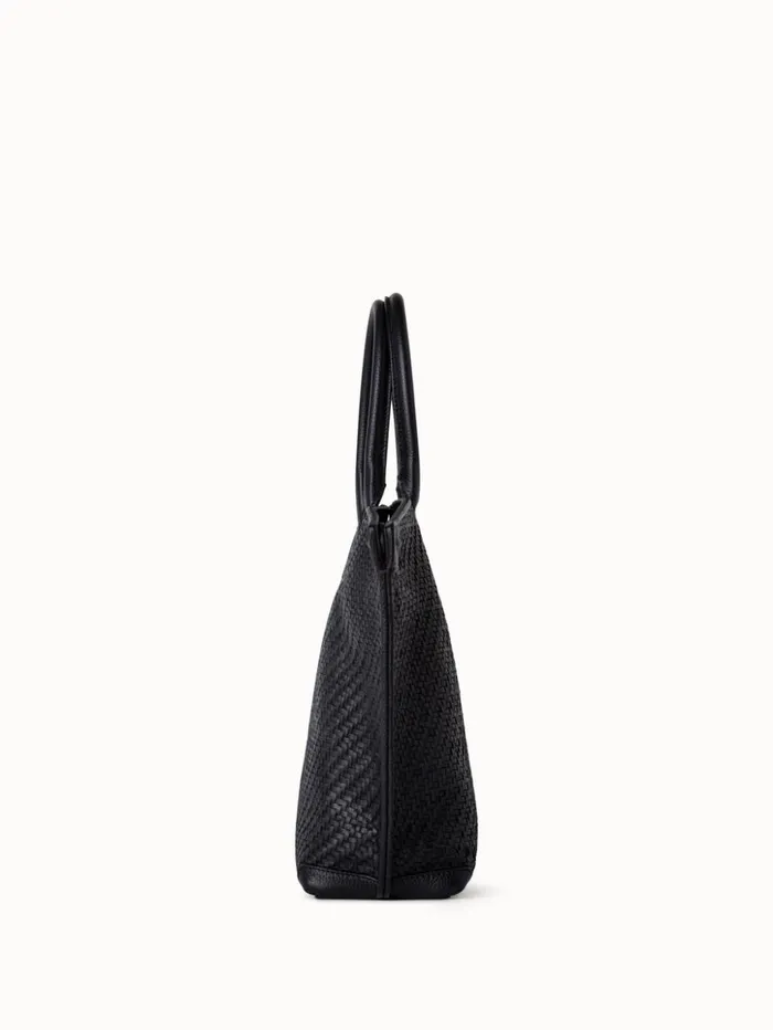 Medium Ai Messenger Bag In Braided Leather Black Women Akris Tote Bags