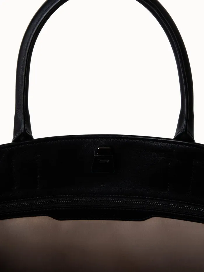 Medium Ai Messenger Bag In Braided Leather Trapezoids Black Women Akris Crossbody Bags