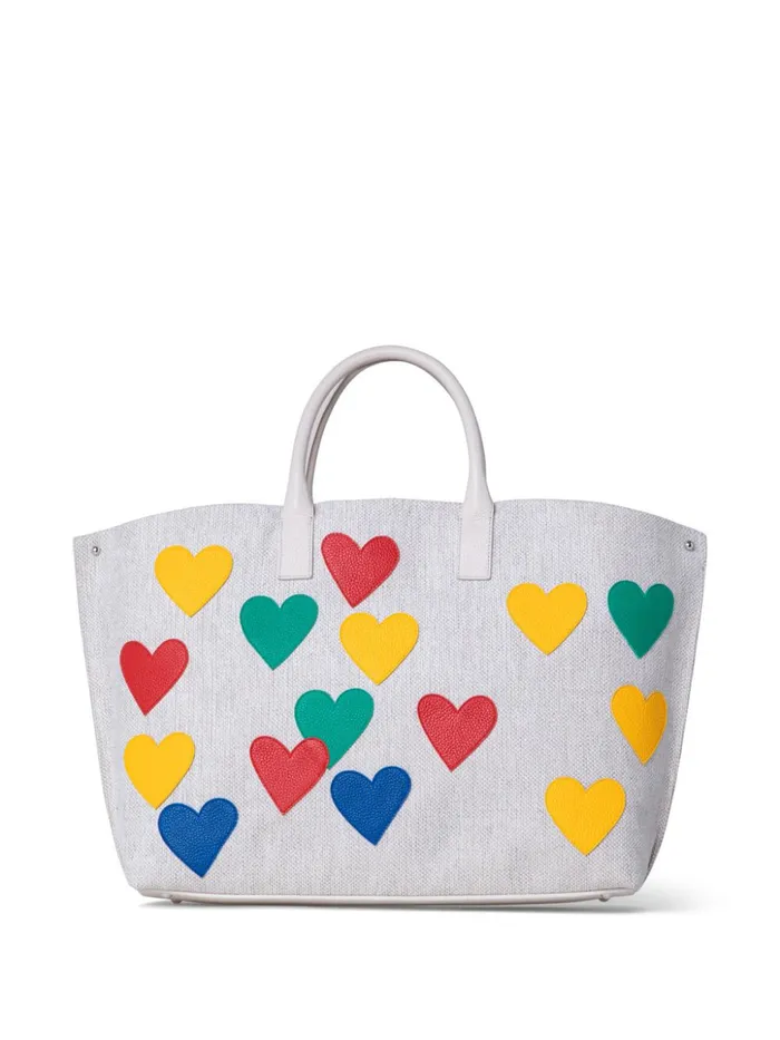 Medium Ai Messenger Bag In Canvas With Leather Hearts Multicolor Women Akris Top Handle Bags