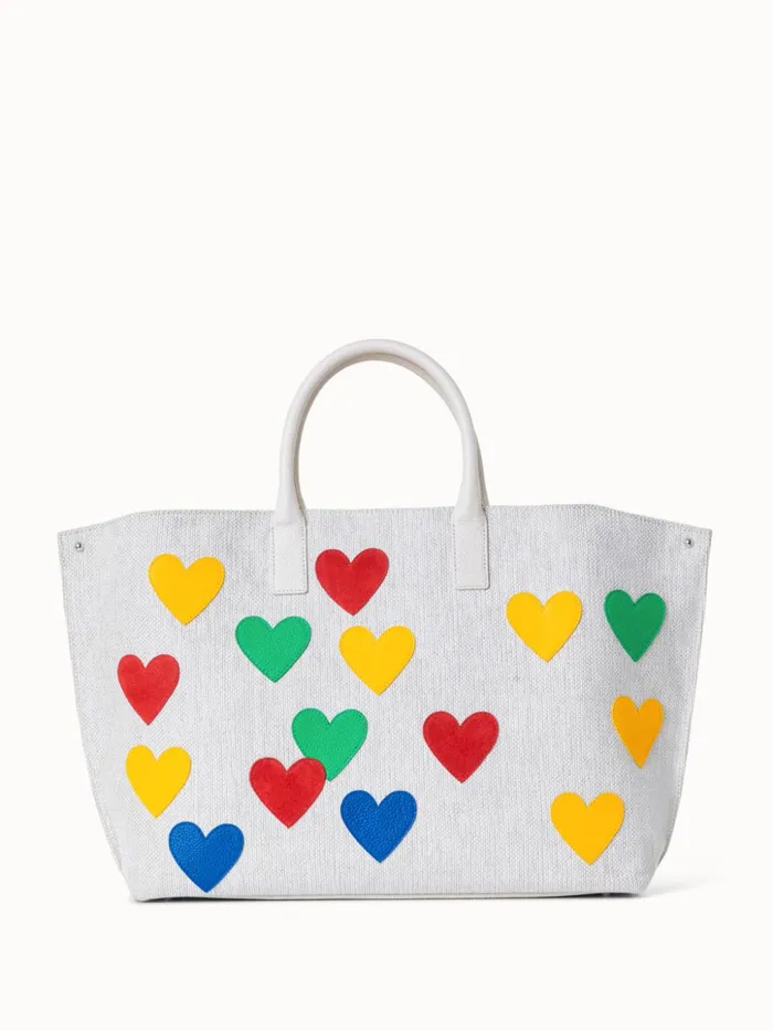 Medium Ai Messenger Bag In Canvas With Leather Hearts Multicolor Women Akris Top Handle Bags