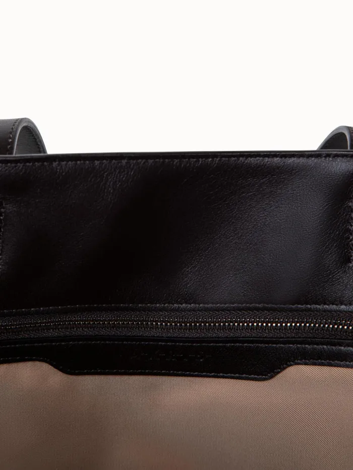 Medium Ai Shoulder Bag In Braided Leather And Nubuck Trapezoids Mocca Women Akris Tote Bags