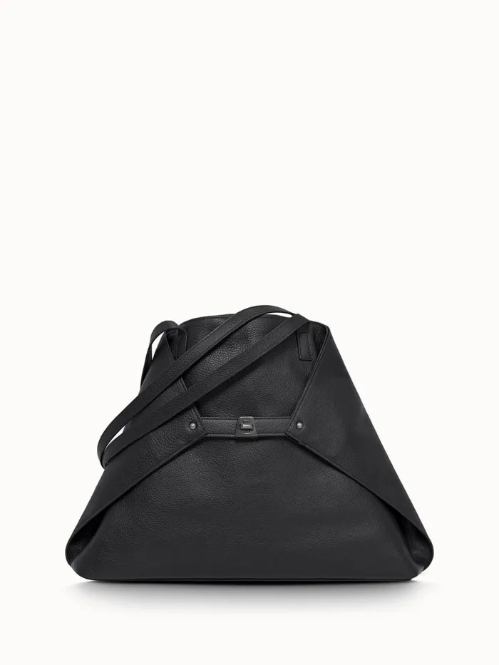 Medium Ai Shoulder Bag In Cervocalf Leather Black Women Akris Tote Bags