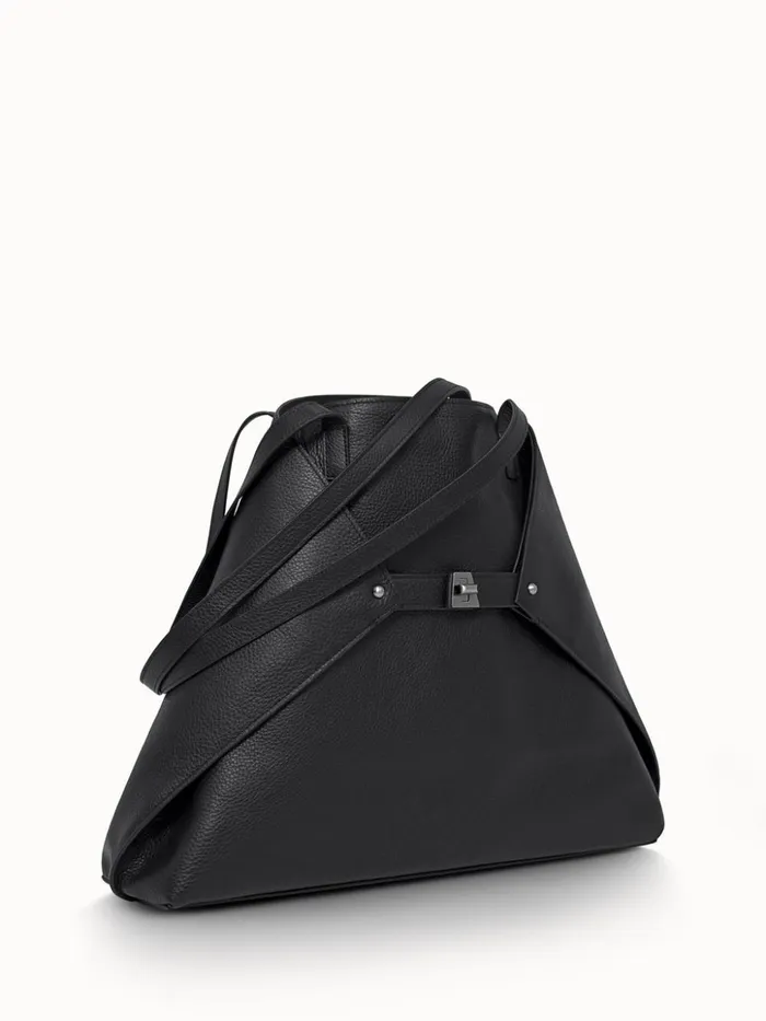 Medium Ai Shoulder Bag In Cervocalf Leather Black Women Akris Tote Bags