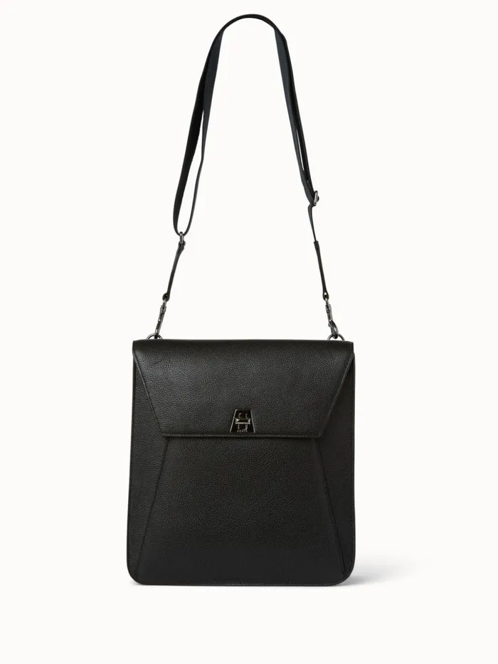 Medium Anouk Messenger In Cervocalf Leather Black Women Akris Messenger Bags