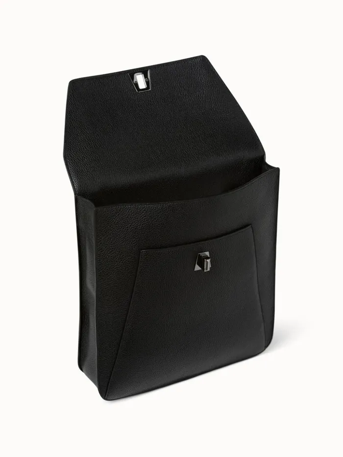 Medium Anouk Messenger In Cervocalf Leather Black Women Akris Messenger Bags