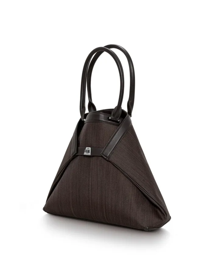 Medium Handbag In Horsehair And Graphite Colored Hardware With Smartphone Pocket Mocca Women Akris Top Handle Bags